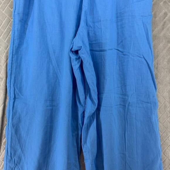 A New Day Womans 6 Linen Blend Pants Blue High Rise Baggy Straight Leg - Picture 13 of 15